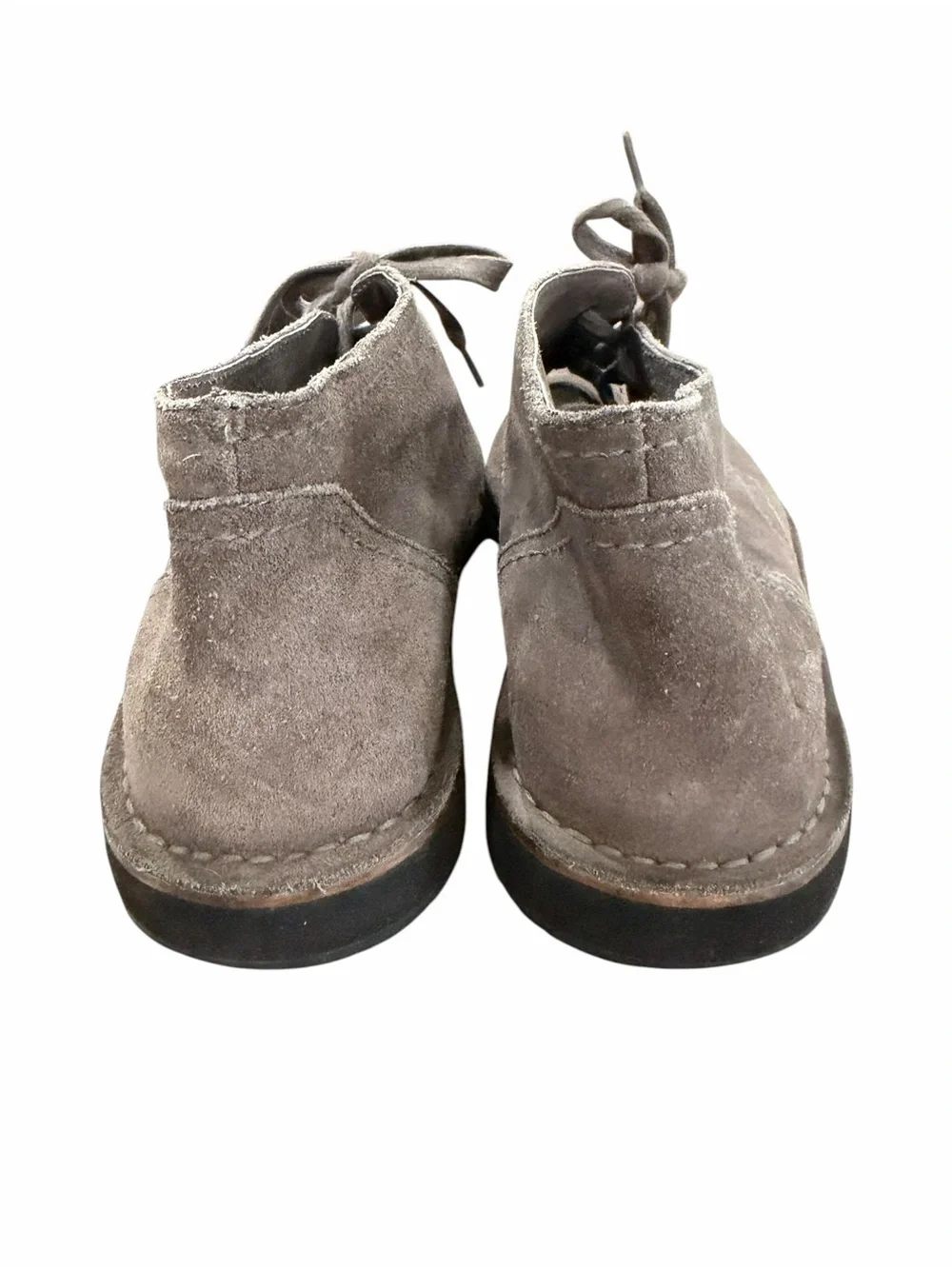 John Varvatos Men’s 11.5 Chukka Boots Taupe Gray Suede Lace‎ Up Tire Tread S5